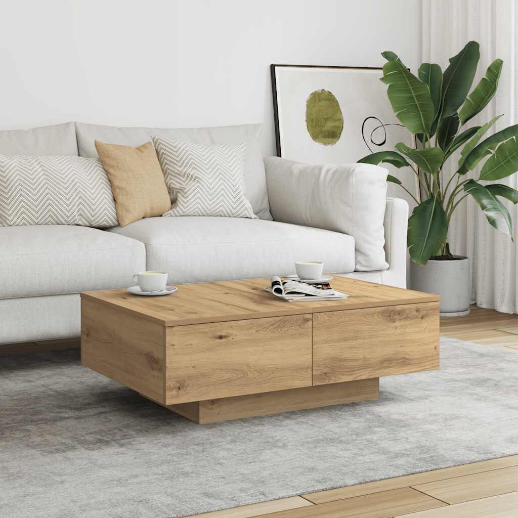 VidaXL Salontafel 90x60x31 cm Bewerkt Hout Artisanaal Eikenkleurig - 37% Korting