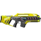 JAMARA 410083 - Impulse Gun - Rifle Set - Laser Tag met 3 Battlemodi spelers per team, Last Man Standing, Duel, 4 gesimuleerde wapens met geluidseffecten, tot 40 m bereik, geel/rood