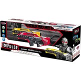 JAMARA 410083 - Impulse Gun - Rifle Set - Laser Tag met 3 Battlemodi spelers per team, Last Man Standing, Duel, 4 gesimuleerde wapens met geluidseffecten, tot 40 m bereik, geel/rood