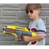 JAMARA 410083 - Impulse Gun - Rifle Set - Laser Tag met 3 Battlemodi spelers per team, Last Man Standing, Duel, 4 gesimuleerde wapens met geluidseffecten, tot 40 m bereik, geel/rood