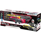 JAMARA 410083 - Impulse Gun - Rifle Set - Laser Tag met 3 Battlemodi spelers per team, Last Man Standing, Duel, 4 gesimuleerde wapens met geluidseffecten, tot 40 m bereik, geel/rood