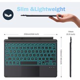 Toetsenbord voor Microsoft Surface Go 4 (2023) / Go 3 (2021) / Go 2 (2020) / Go (2018) | Slank draadloos Bluetooth met trackpad, 7 kleuren LED-achterg