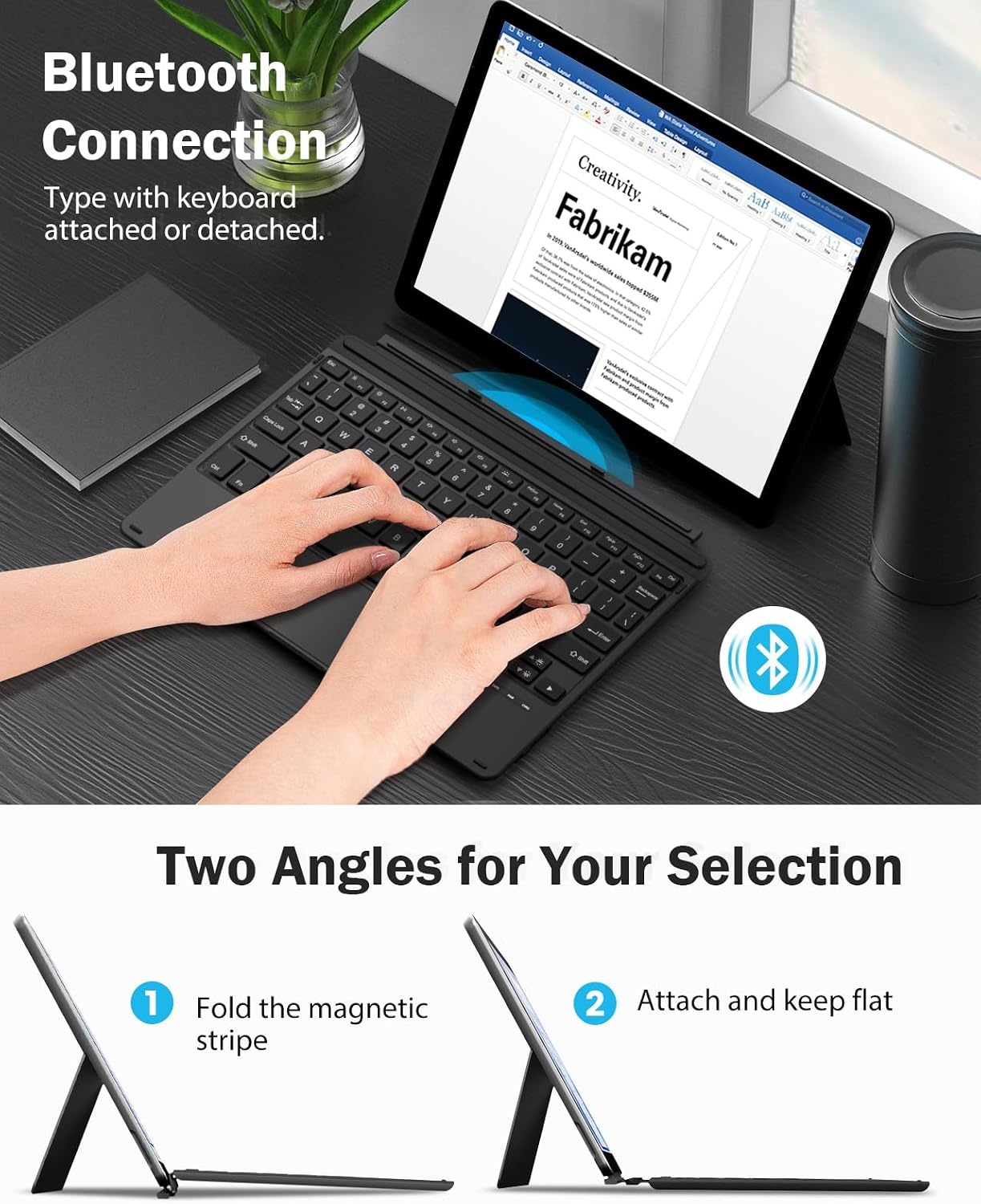 Toetsenbord voor Microsoft Surface Go 4 (2023) / Go 3 (2021) / Go 2 (2020) / Go (2018) | Slank draadloos Bluetooth met trackpad, 7 kleuren LED-achterg