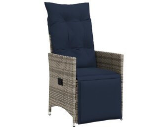 Verstelbare Poly Rattan Tuinstoel met Kussens Grijs - 41% Korting!