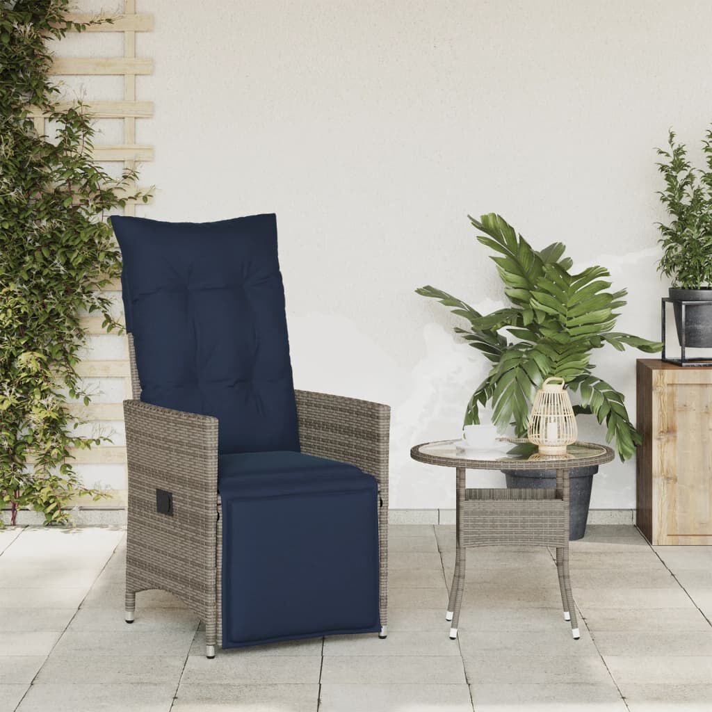 Verstelbare Poly Rattan Tuinstoel met Kussens Grijs - 41% Korting!