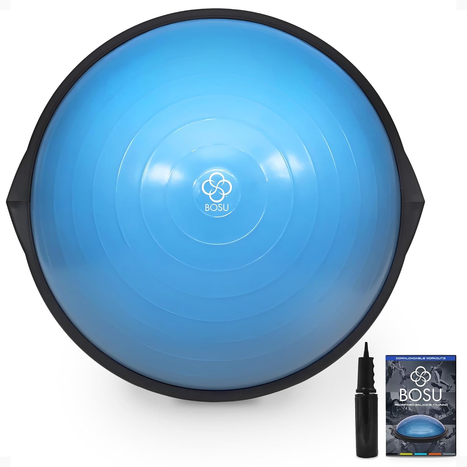 Balanstrainer voor fitness, krachttraining, balans- en rompoefeningen | 66 cm opblaasbaar trainingsplatform | Blauw | Inclusief pomp en thuis work-out