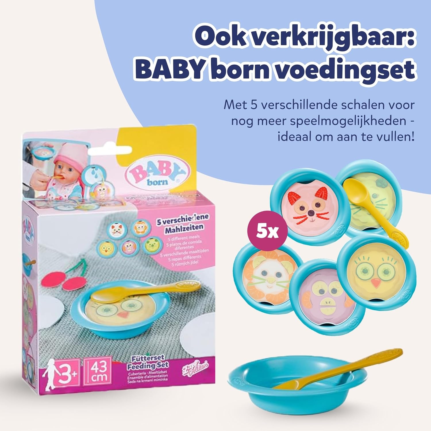 BABY born Interactieve Kindertstoel met licht en geluid | Licht- en geluidsfunctie, meer dan 10 gerechten en drankjes, geschikt voor poppen van 43 cm