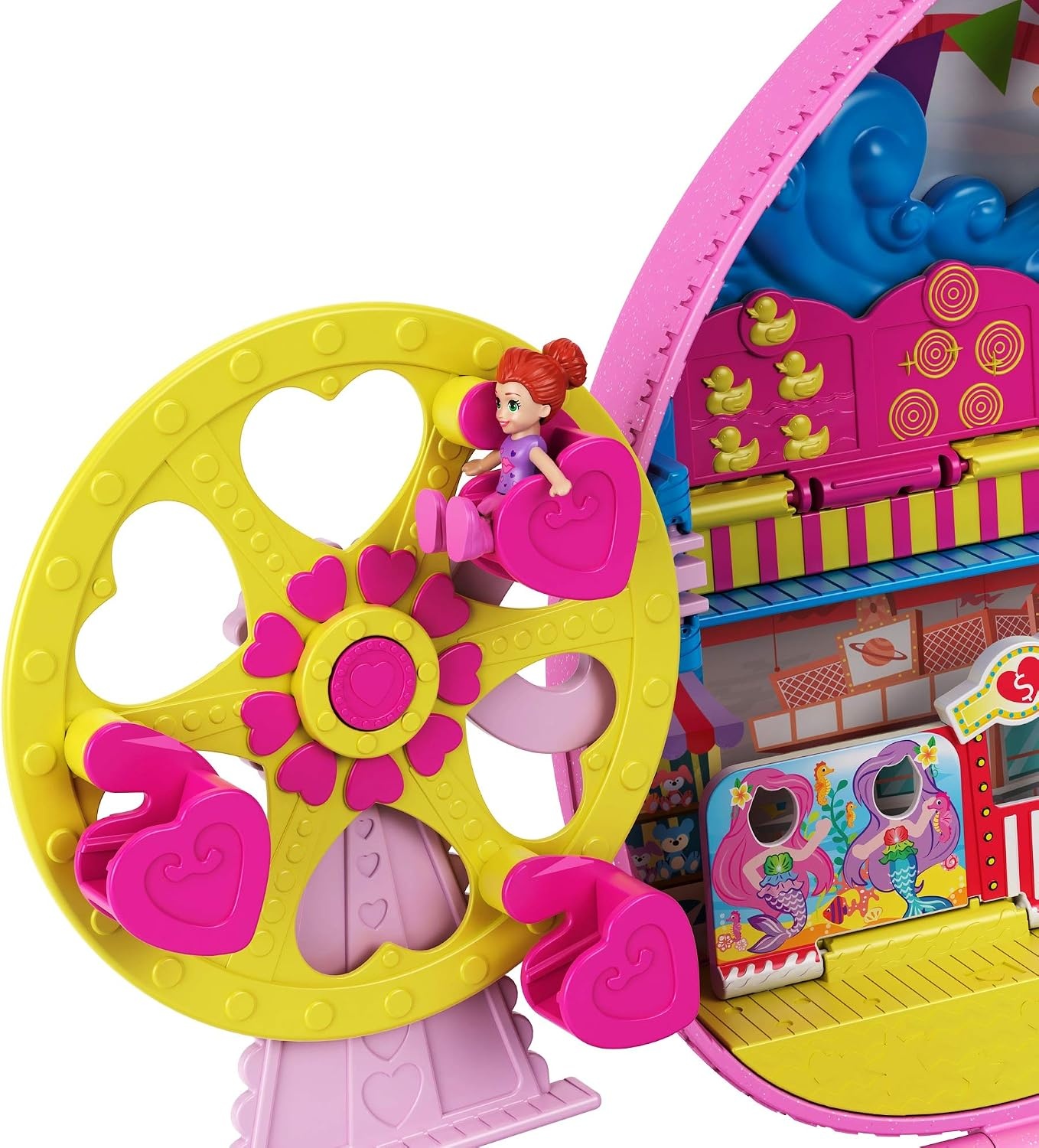 Polly Pocket Compacte Pretparkrugzak met 2 poppen, accessoires en tal van activiteiten, GYK91
