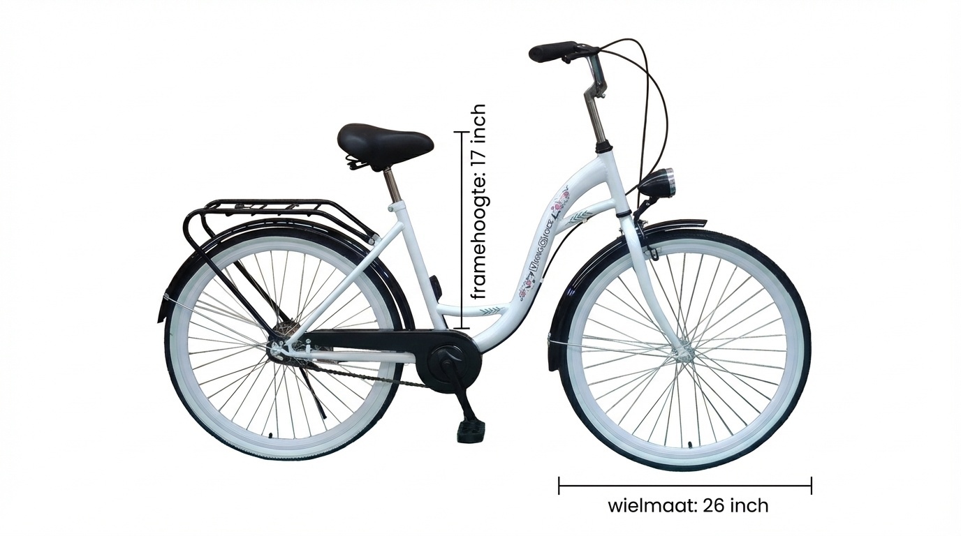 Fiets voor meisje - meisjesfiets 26 inch - zwart wit