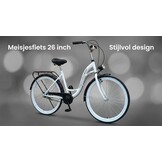 Fiets voor meisje - meisjesfiets 26 inch - zwart wit