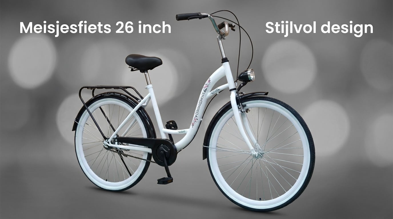 Fiets voor meisje - meisjesfiets 26 inch - zwart wit