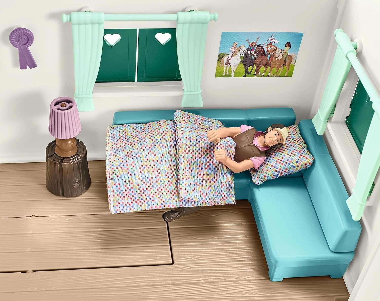 schleich HORSE CLUB | Camping adventure with the caravan 72205 | from 5 years | Playset with caravan, SUV, 2 figures, horse | Schleich horse accessories | Toys from 5 years | 113 pieces