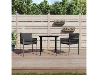 vidaXL Tuinstoelen 2 st met kussens 54x61x83 cm poly rattan zwart