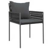 vidaXL Tuinstoelen 2 st met kussens 54x61x83 cm poly rattan zwart