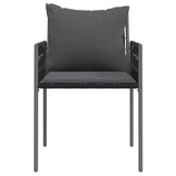 vidaXL Tuinstoelen 2 st met kussens 54x61x83 cm poly rattan zwart