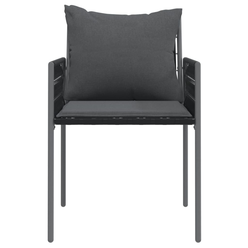 vidaXL Tuinstoelen 2 st met kussens 54x61x83 cm poly rattan zwart