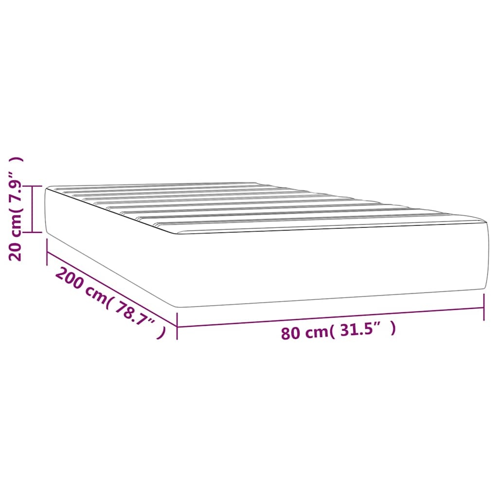 vidaXL Pocketveringmatras medium 80x200x20 cm stof lichtgrijs