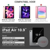 Hoes voor iPad Air 10,9" (5e/4e gen 2022/2020) | Apple Pencil-houder | Veganistisch leer Smart Folio | Verstelbare multi-standaard | Zwart