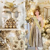 50th Birthday Decoration, 50th Birthday Women Men, Birthday Decoration 50, Beige Gold Balloon Decoration with Happy Birthday Garland, Decoration 50th Birthday Balloons