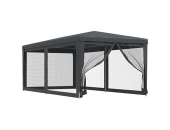 vidaXL Partytent met 6 mesh zijwanden 3x6 m HDPE antracietkleurig