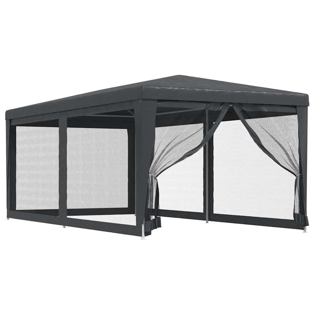 vidaXL Partytent met 6 mesh zijwanden 3x6 m HDPE antracietkleurig