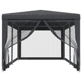 vidaXL Partytent met 6 mesh zijwanden 3x6 m HDPE antracietkleurig