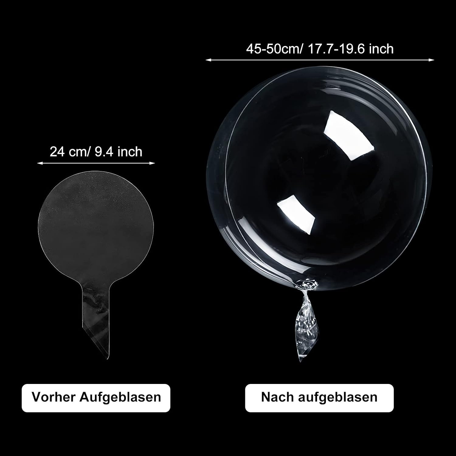 Pack of 30 Bobo Balloons Transparent, 24 Inch Bubble Jumbo Bobo Balloons Birthday Crystal Bubble Clear Balloons Refillable with Confetti, Helium for Christmas, Wedding, Birthday Decorations