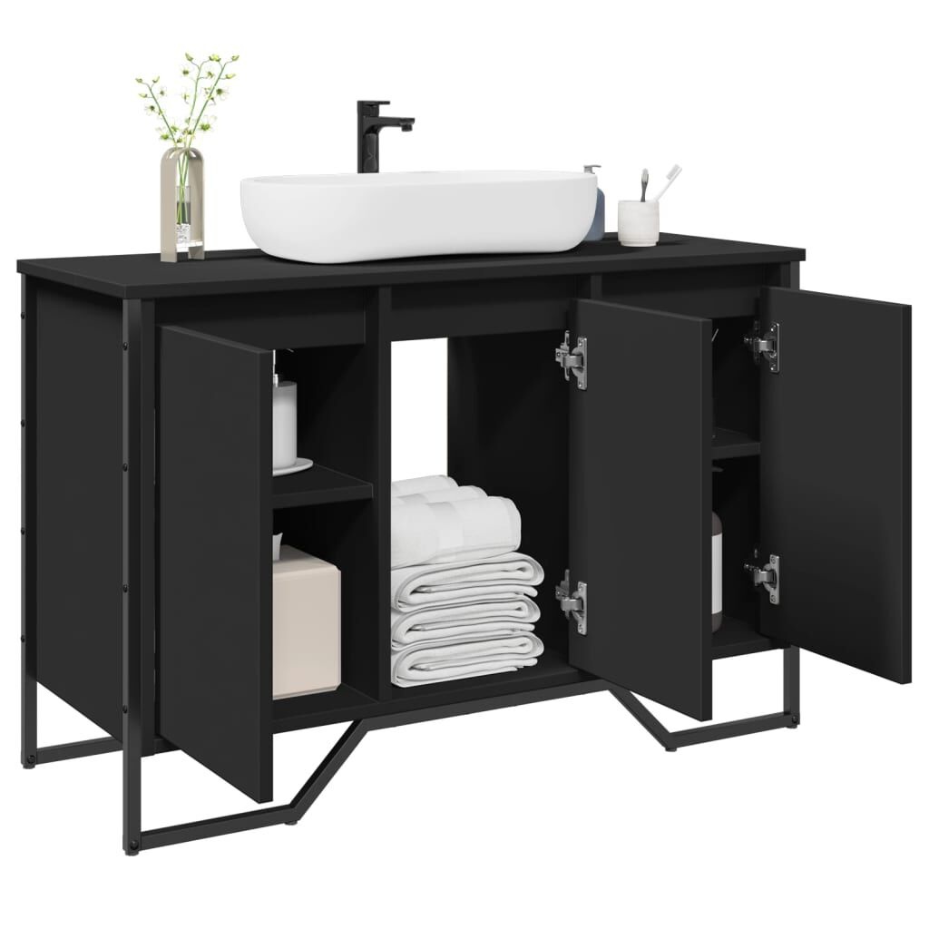 vidaXL Wastafelkast bewerkt hout zwart (91x35x60 cm) - 34% korting