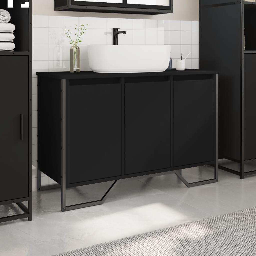 vidaXL Wastafelkast bewerkt hout zwart (91x35x60 cm) - 34% korting