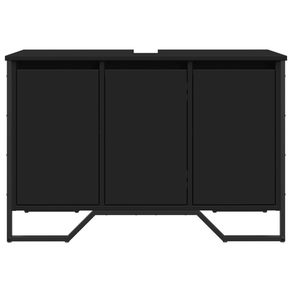vidaXL Wastafelkast bewerkt hout zwart (91x35x60 cm) - 34% korting