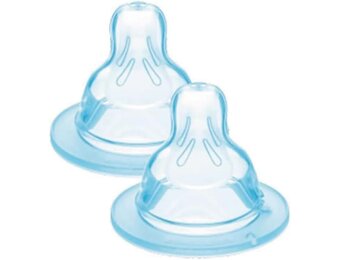 Flessenspeen Maat 1 Langzame stroom SkinSoft silicone Vanaf 0 maanden 2 stuks