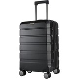 KROSER Hardside uitbreidbare handbagage met spinnerwielen en ingebouwd TSA-slot, duurzame koffer rolbagage, handbagage 50 cm, zwart, Zwart