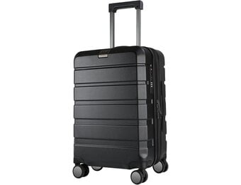 KROSER Hardside uitbreidbare handbagage met spinnerwielen en ingebouwd TSA-slot, duurzame koffer rolbagage, handbagage 50 cm, zwart, Zwart