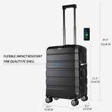 KROSER Hardside uitbreidbare handbagage met spinnerwielen en ingebouwd TSA-slot, duurzame koffer rolbagage, handbagage 50 cm, zwart, Zwart