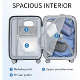 KROSER Hardside uitbreidbare handbagage met spinnerwielen en ingebouwd TSA-slot, duurzame koffer rolbagage, handbagage 50 cm, zwart, Zwart