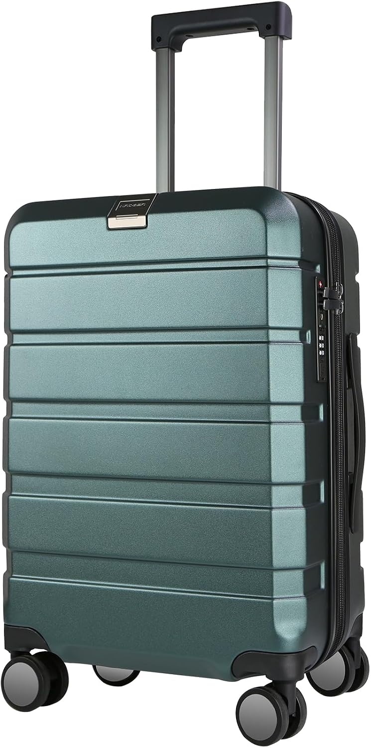 KROSER Hardside uitbreidbare handbagage met spinnerwielen en ingebouwd TSA-slot, duurzame koffer rolbagage, handbagage 50 cm, zwart, Zwart