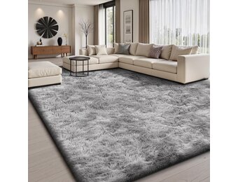Sour Lemon Hoogpolig tapijt 160x230cm, lichtgrijs, tapijt, woonkamer,wasbaar, antislip, extra groot, slaapkamer, pluizige moderne tapijten, mat tapijten voor slaapkamer en kinderkamer