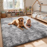 Sour Lemon Hoogpolig tapijt 160x230cm, lichtgrijs, tapijt, woonkamer,wasbaar, antislip, extra groot, slaapkamer, pluizige moderne tapijten, mat tapijten voor slaapkamer en kinderkamer