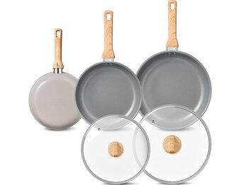 BLAZANT Antiaanbak-braadpannenset, 20, 24, 28 cm, inductie met keramische coating, pannenset met deksel voor alle warmtebronnen