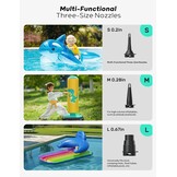 QPAU Elektrische luchtpomp, oplaadbare accu-luchtpomp, Quick-Fill Inflator Deflator, luchtpomp, elektrisch met 3 luchtsproeiers voor camping, isomat, luchtmatras, rubberboot