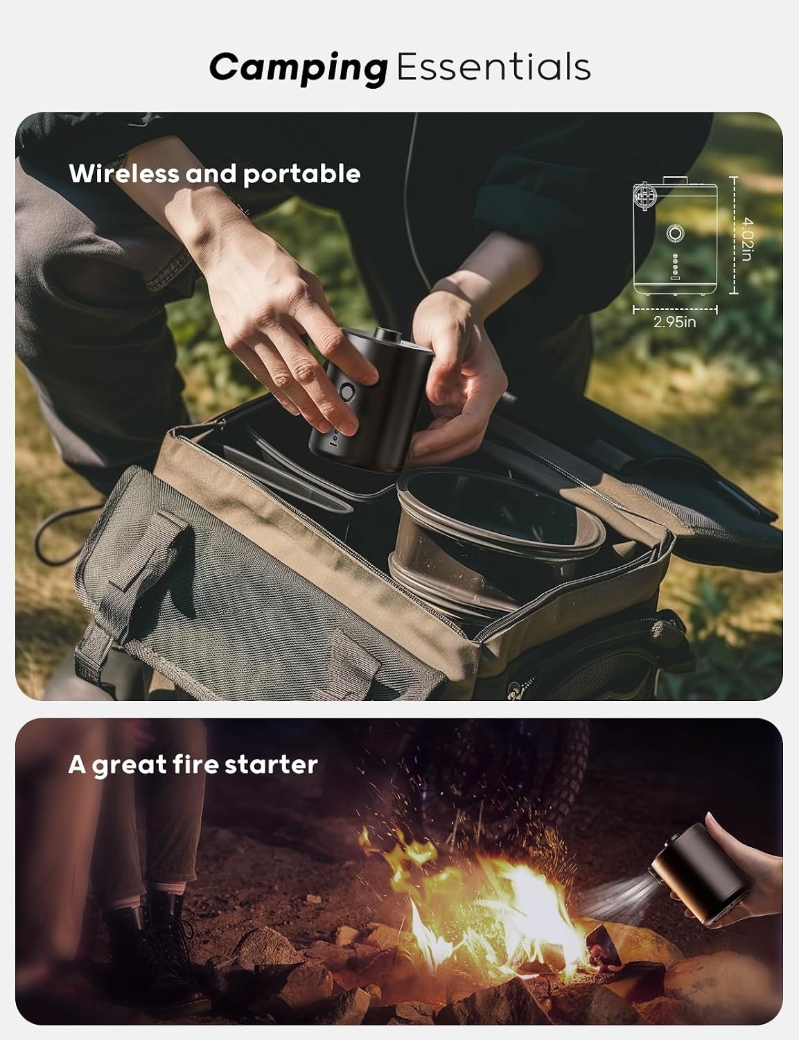 QPAU Elektrische luchtpomp, oplaadbare accu-luchtpomp, Quick-Fill Inflator Deflator, luchtpomp, elektrisch met 3 luchtsproeiers voor camping, isomat, luchtmatras, rubberboot