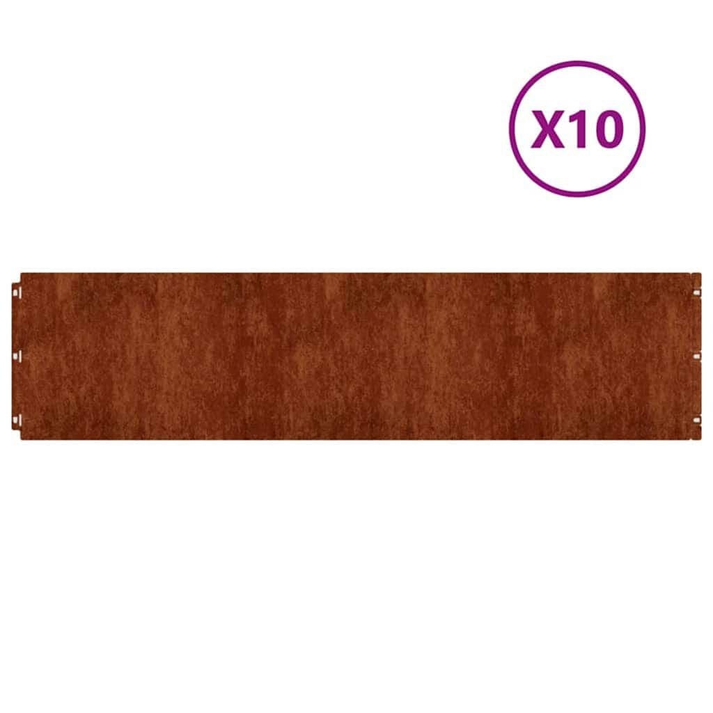 vidaXL Gazonrand 10 pcs 25 x 103 cm weervast staal Roestig