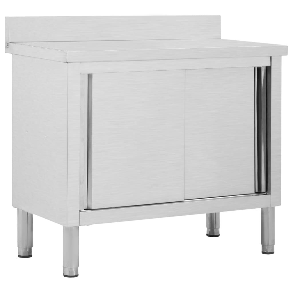 Werktafel met Schuifdeuren - RVS - 100cm - 30% Korting