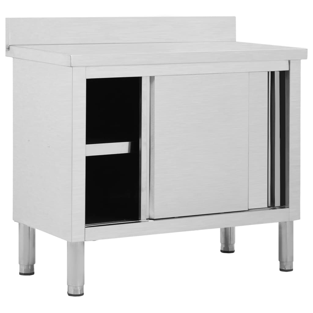 Werktafel met Schuifdeuren - RVS - 100cm - 30% Korting