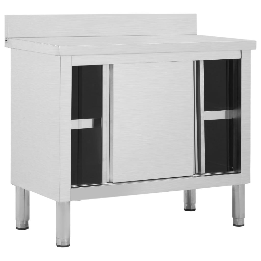 Werktafel met Schuifdeuren - RVS - 100cm - 30% Korting