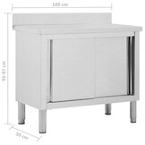 Werktafel met Schuifdeuren - RVS - 100cm - 30% Korting