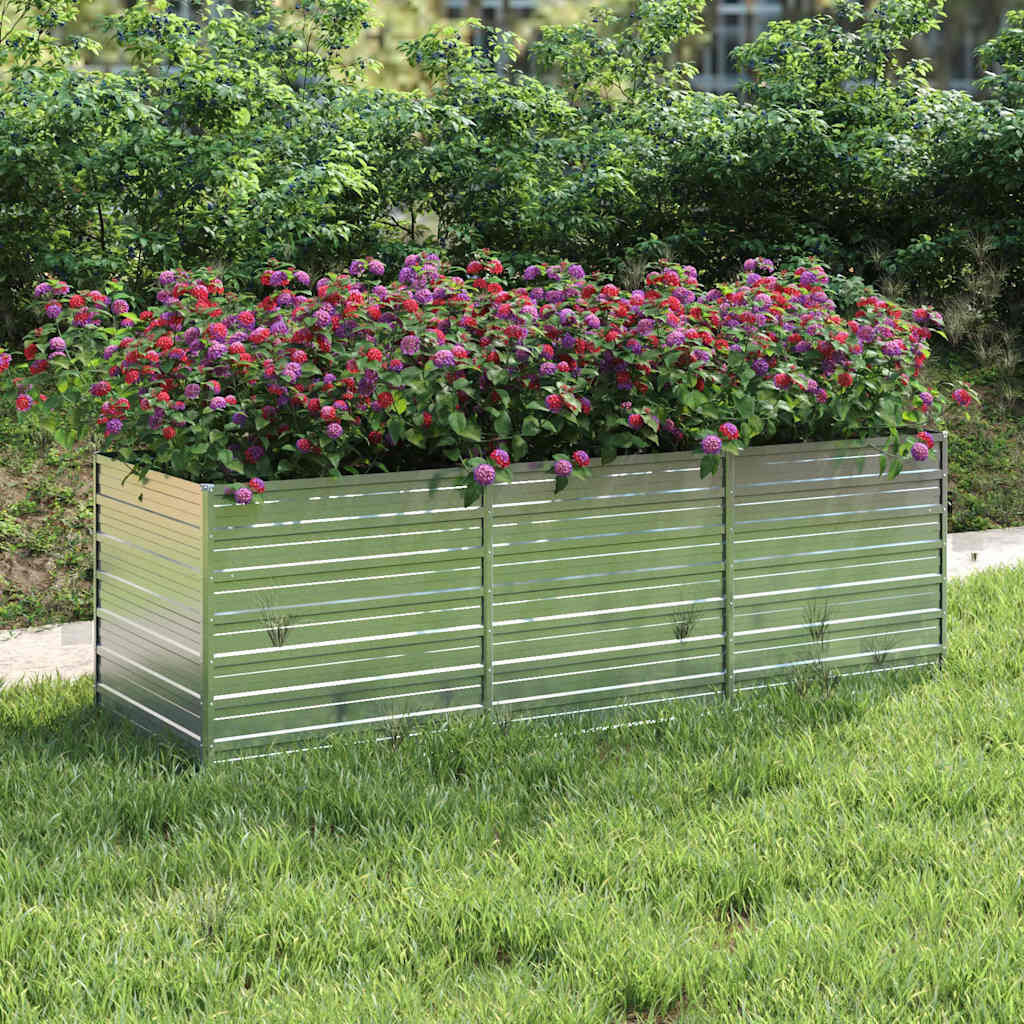 vidaXL Plantenbak verhoogd 240x80x77 cm gegalvaniseerd staal zilver