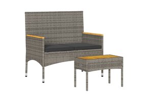 VidaXL Tuinbank 2-zits Poly Rattan Grijs - 41% Korting!