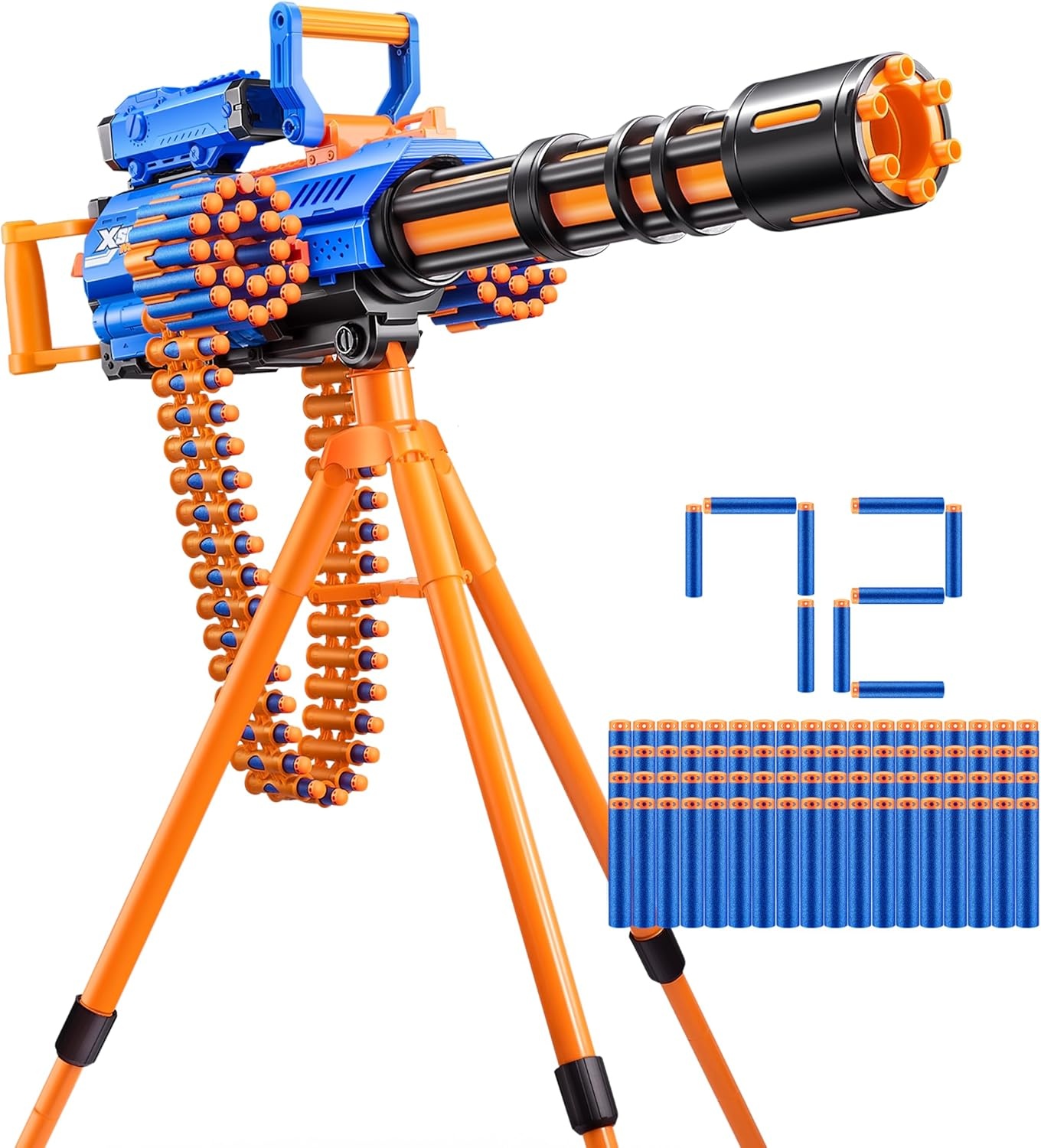 XSHOT Insanity Motorized Rage Fire van ZURU met 72 dartpijlen, Air Pocket Technology dart- en dartopslag, gemotoriseerde straalkracht, automatische voedingsriem, statief en richtkijker,