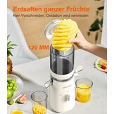 Zasmira Slow Juicer, nieuwste sapcentrifuge voor groenten en fruit, met 120 mm brede vulschacht